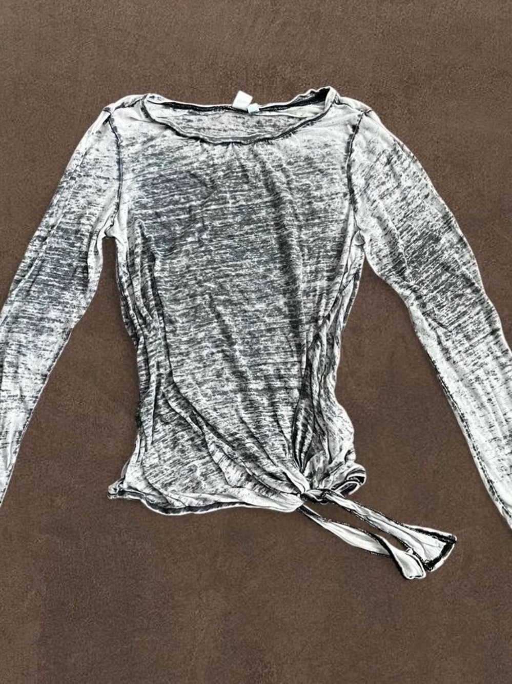 Susina Women's Long Sleeve Tie-Hem Top - Heather Gray